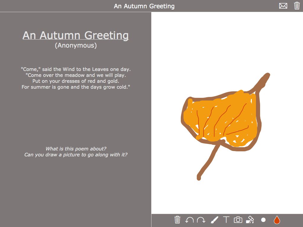Draw and illustrate poems using split screen whiteboard for visual analysis