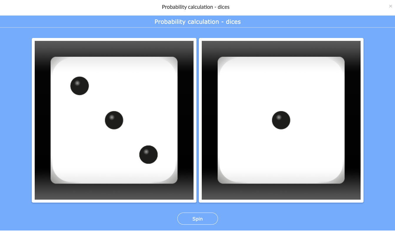 Randomness widget for rolling digital dice