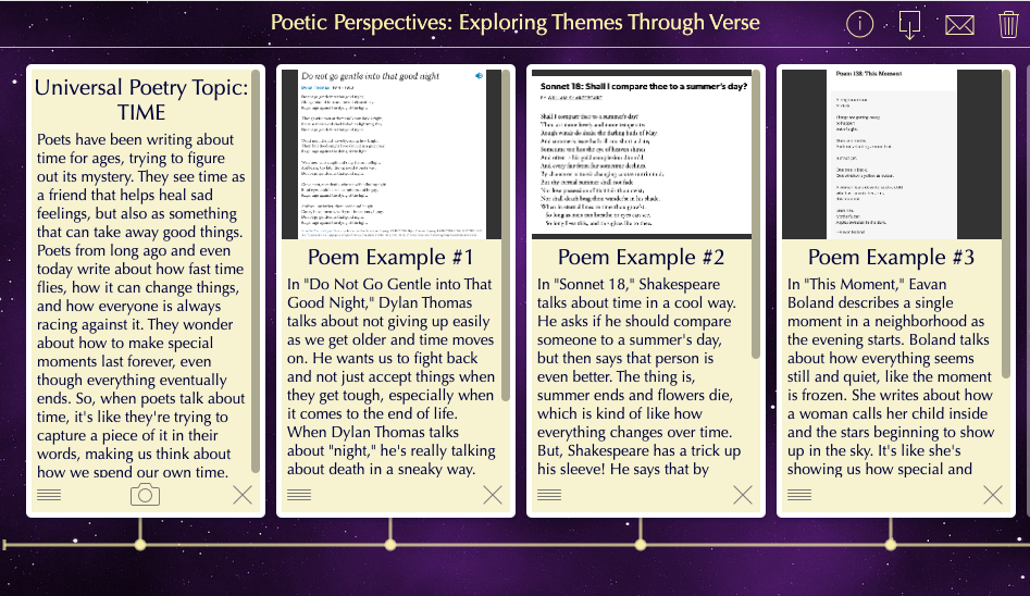 Digital timeline activity to explore poetry themes across cultures and history