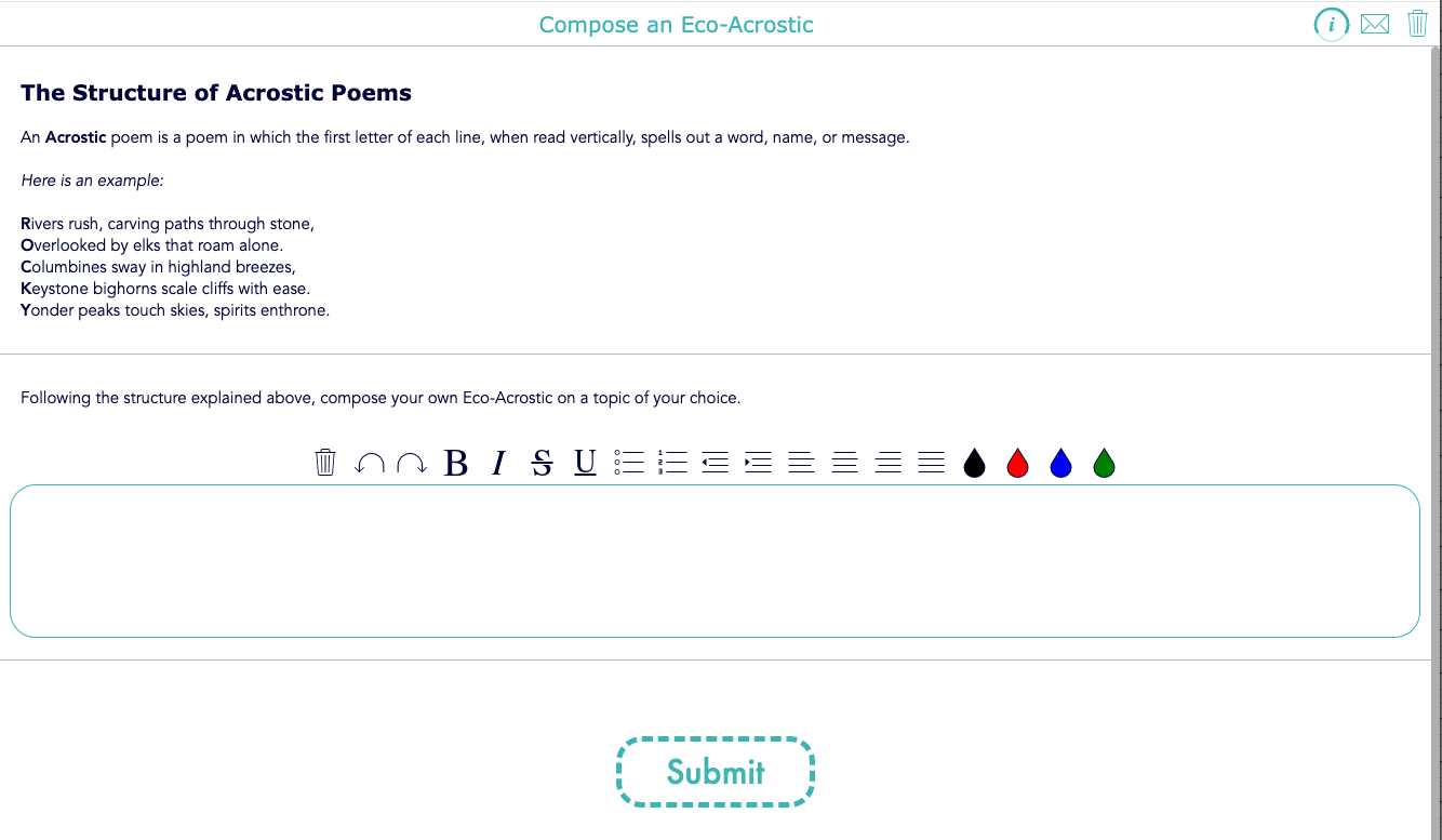 Acrostic poem worksheet for student creativity