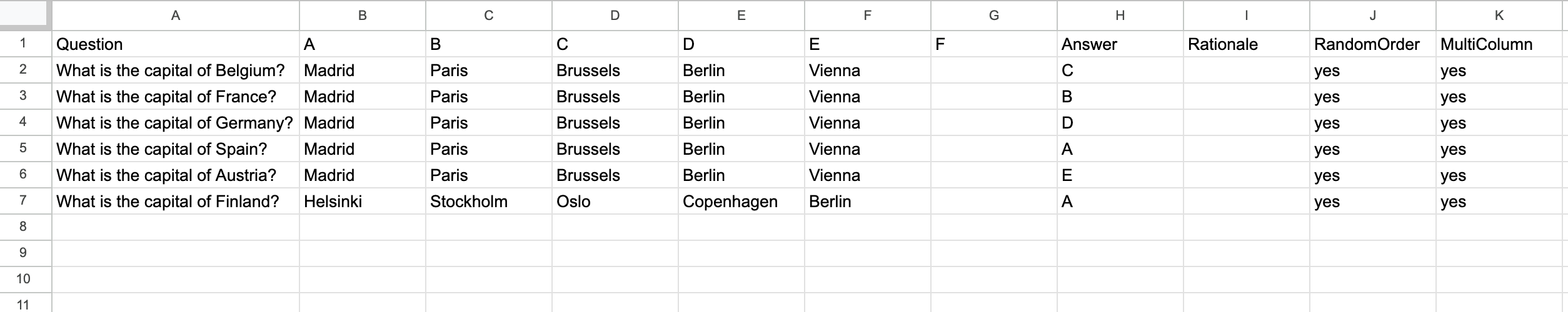 Example of a CSV file with the correct format