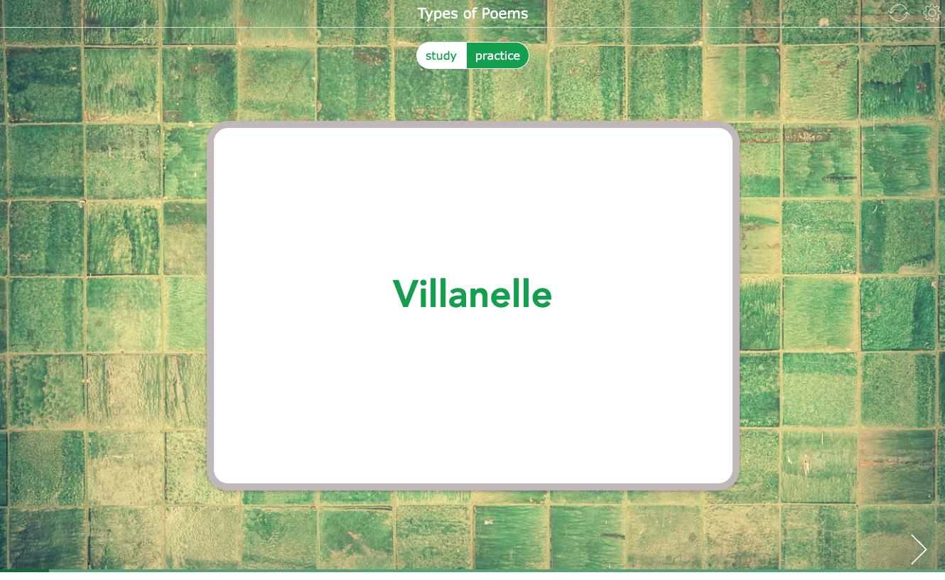 Types of poems digital flashcard activity in BookWidgets