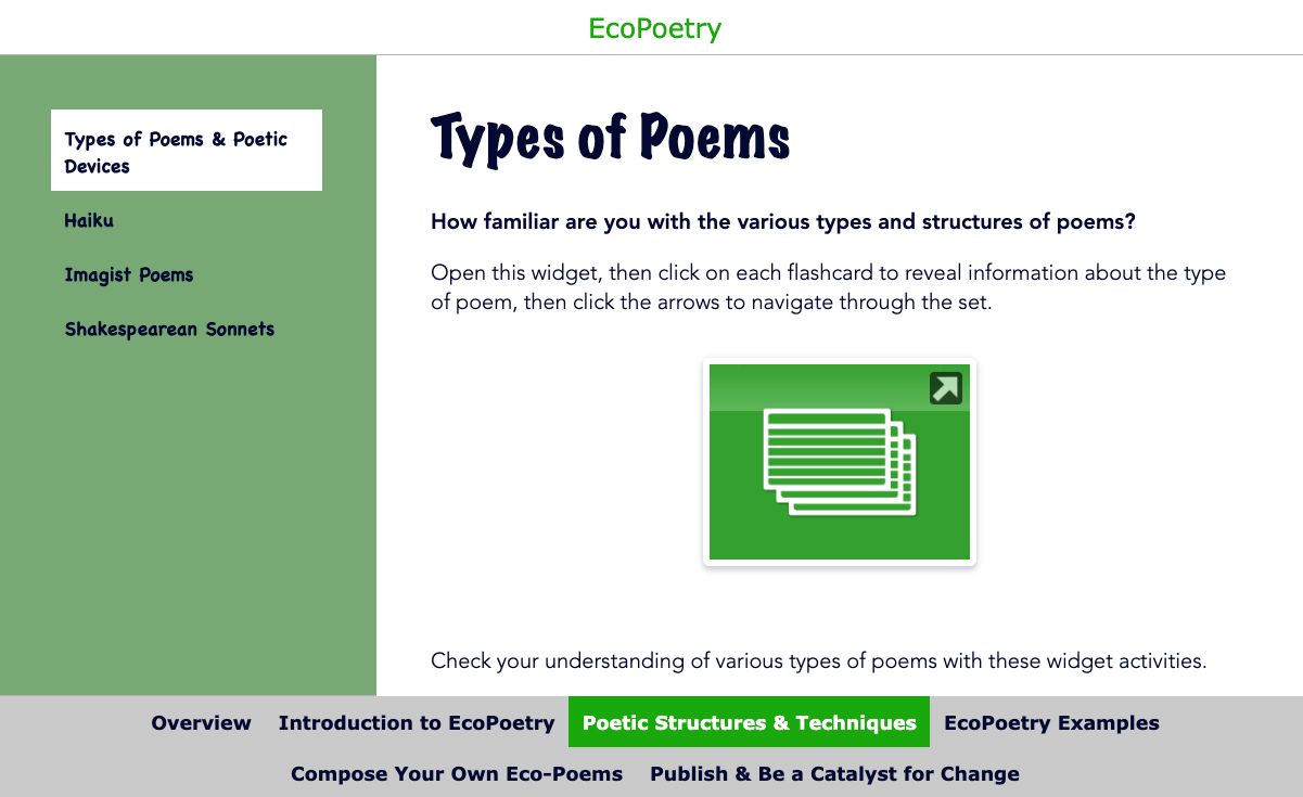 Ecopoetry learning path for students - Themed lesson plan for teaching languages