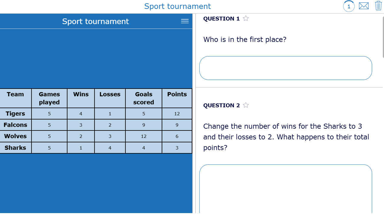 Split worksheet with a sports-themed spreadsheet