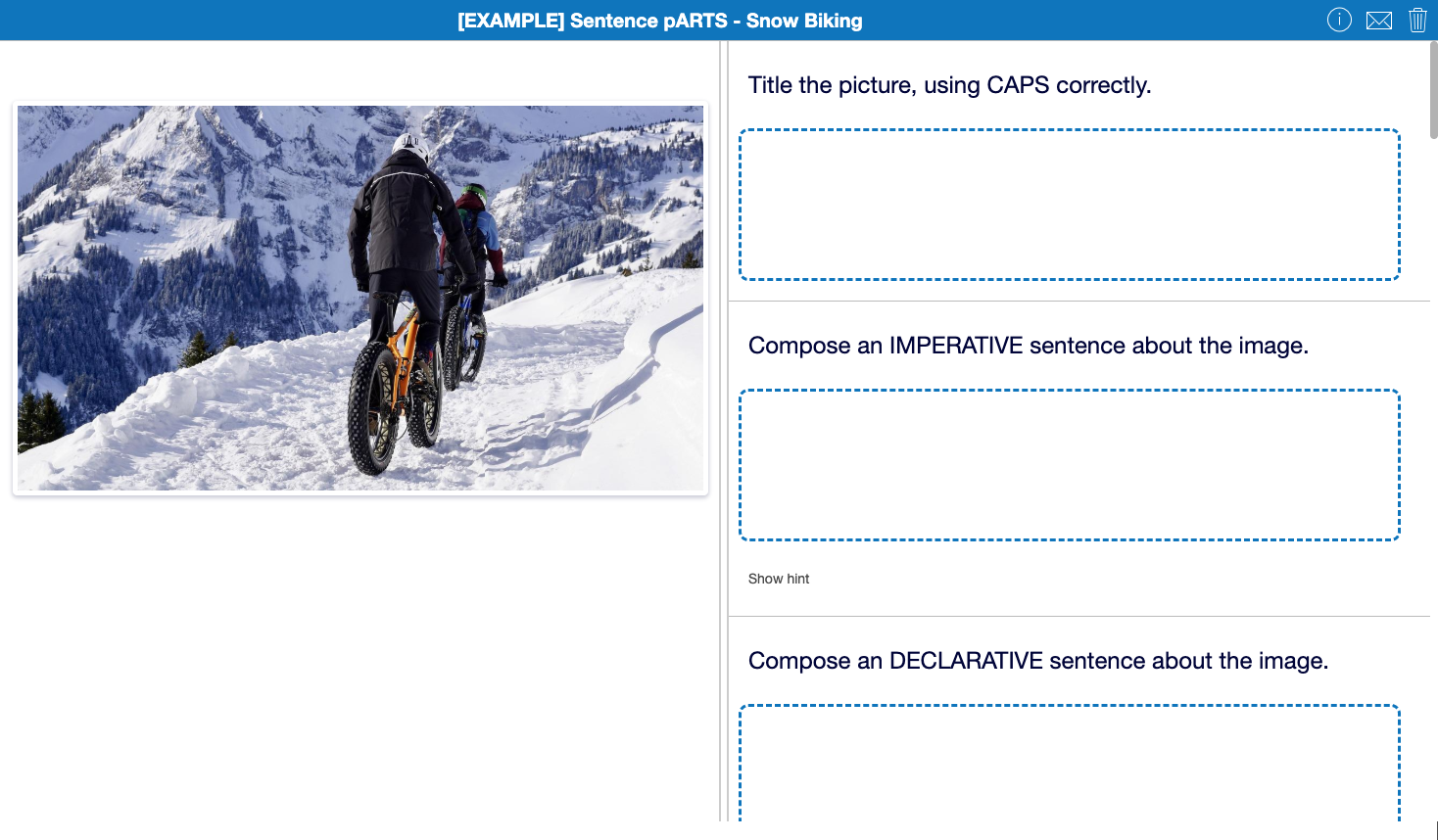 Example Sentence pARTS EduProtocol activity