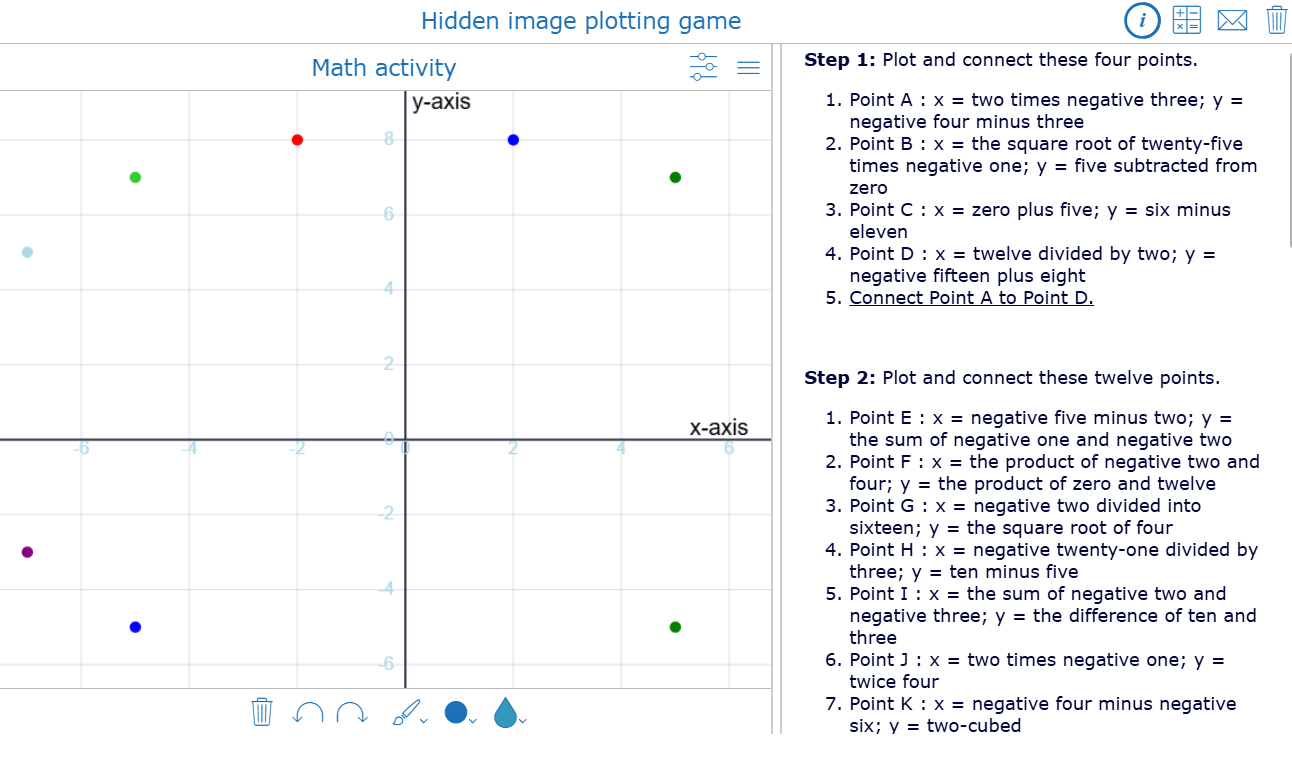 Interactive activity connecting points to reveal a hidden picture