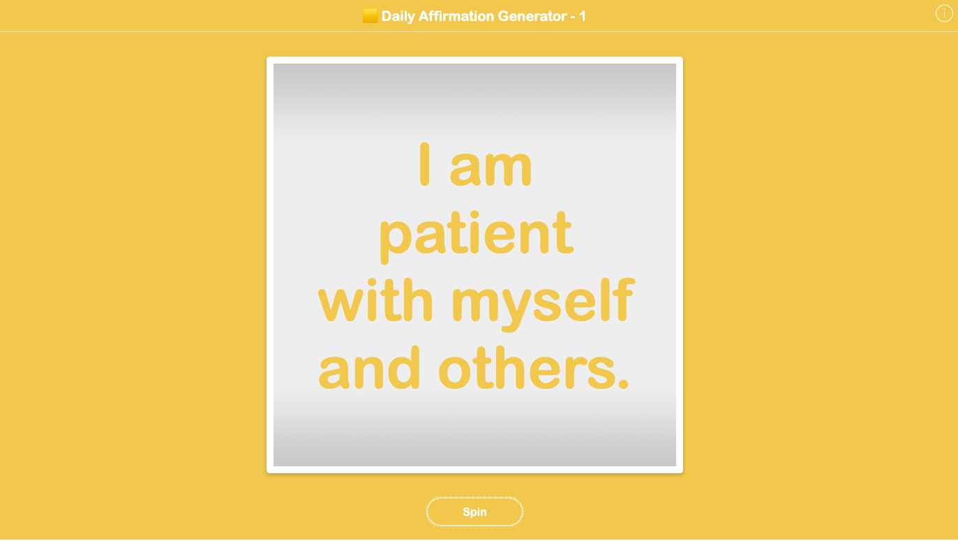 BookWidgets Randomness spinner activity that selects a random daily affirmation with supporting image for student reflection