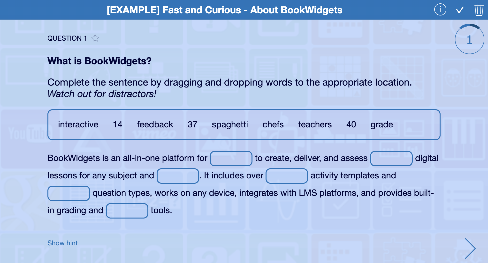 EduProtocolsFast and Curious Quiz about BooKWidgets
