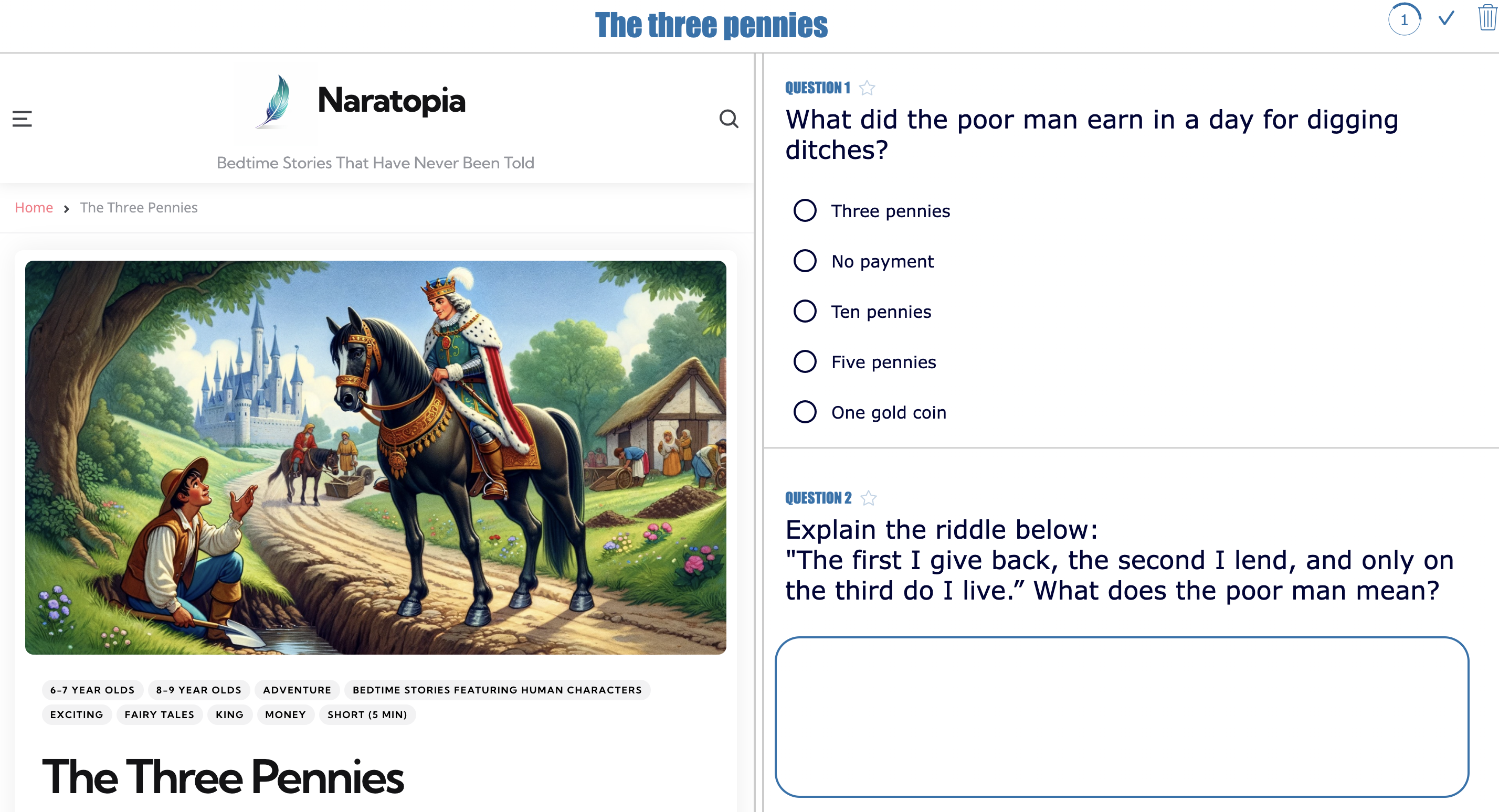 Digital reading comprehension lesson