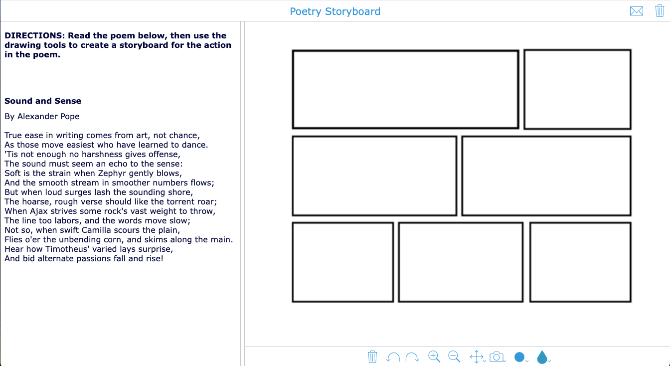 Student storyboard or comic strip representing Alexander Pope’s poem Sound and Sense