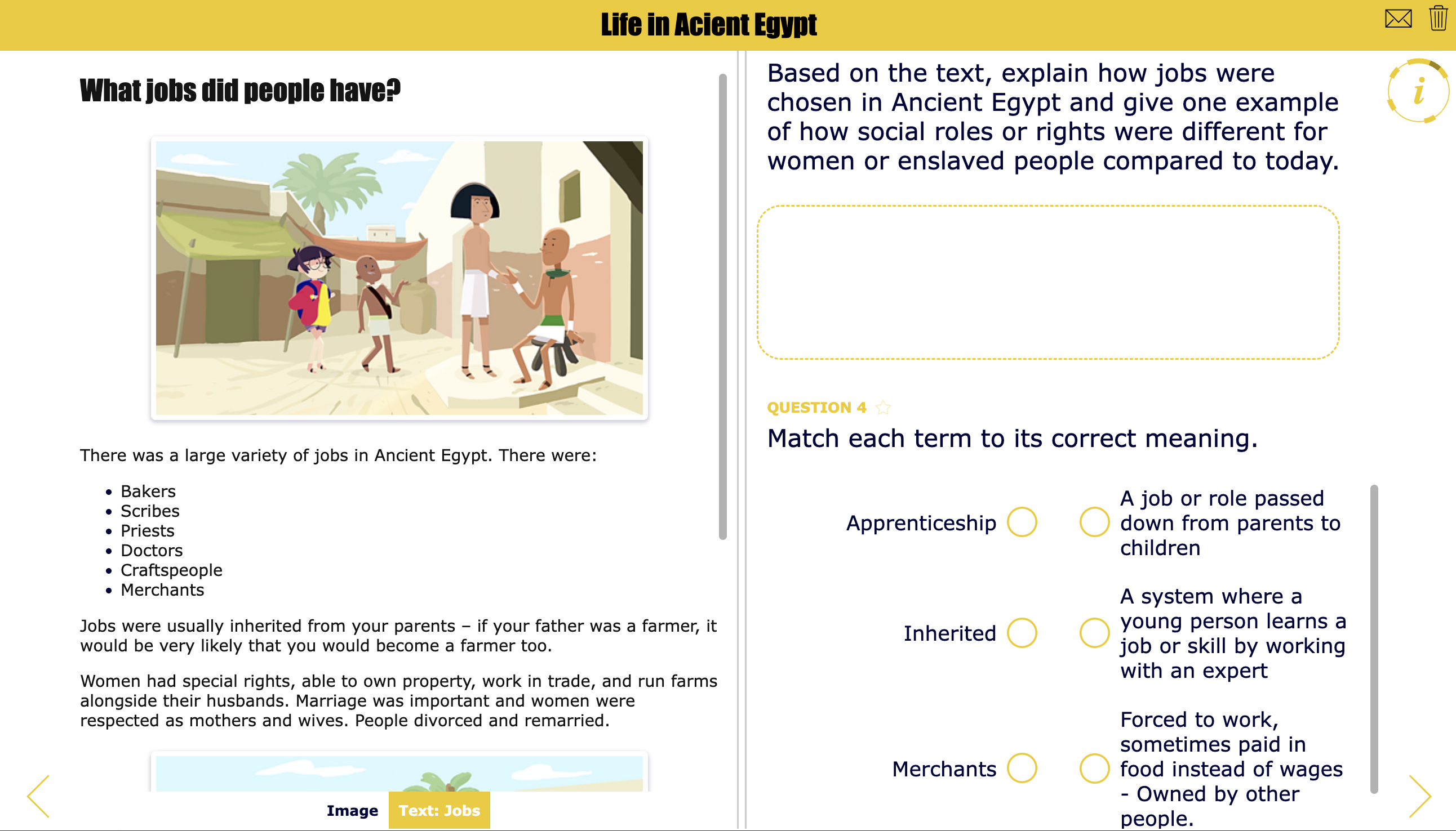 Life in Ancient egypt - Multimedia structured quiz for students