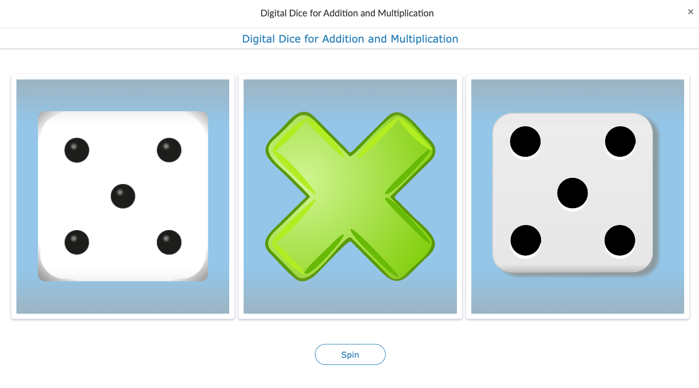 Dice addition and multiplication activity using randomness widget