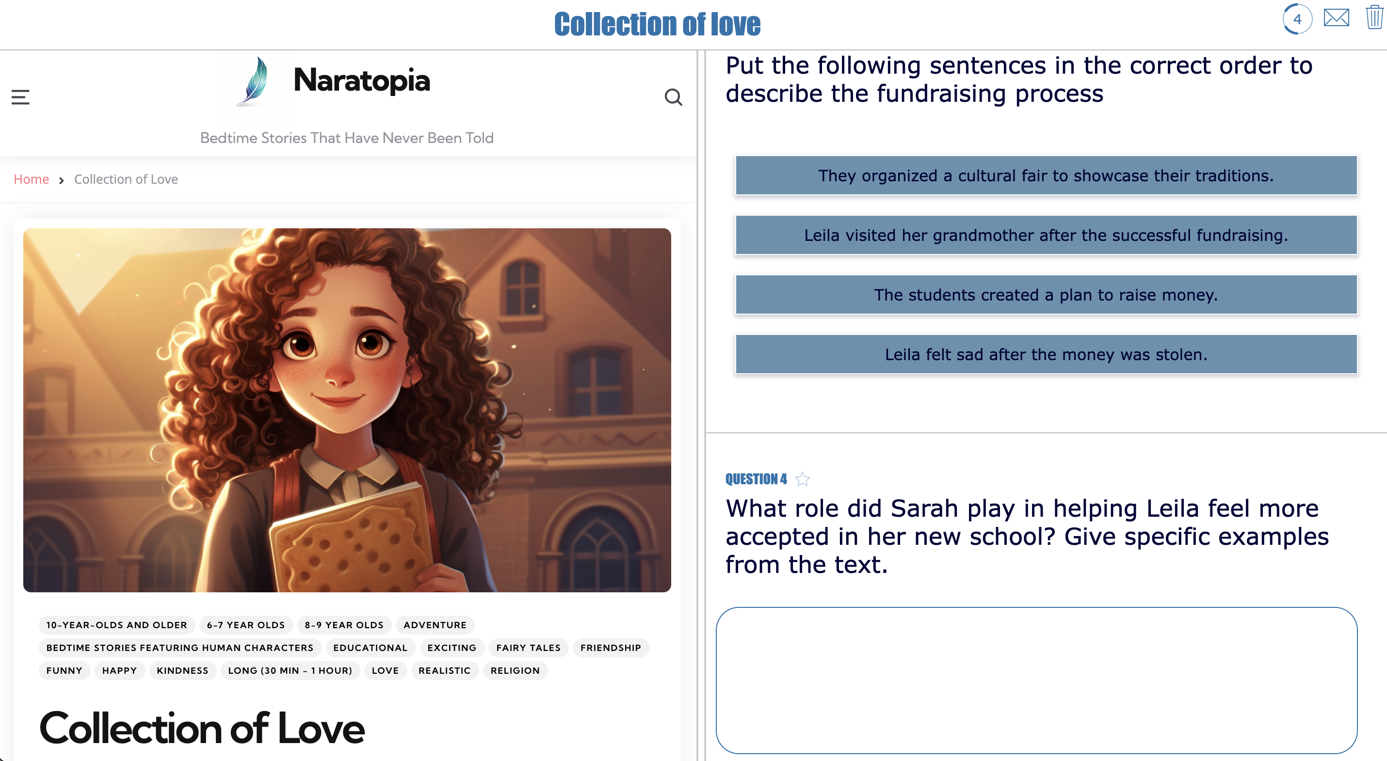 Digital reading comprehension lesson