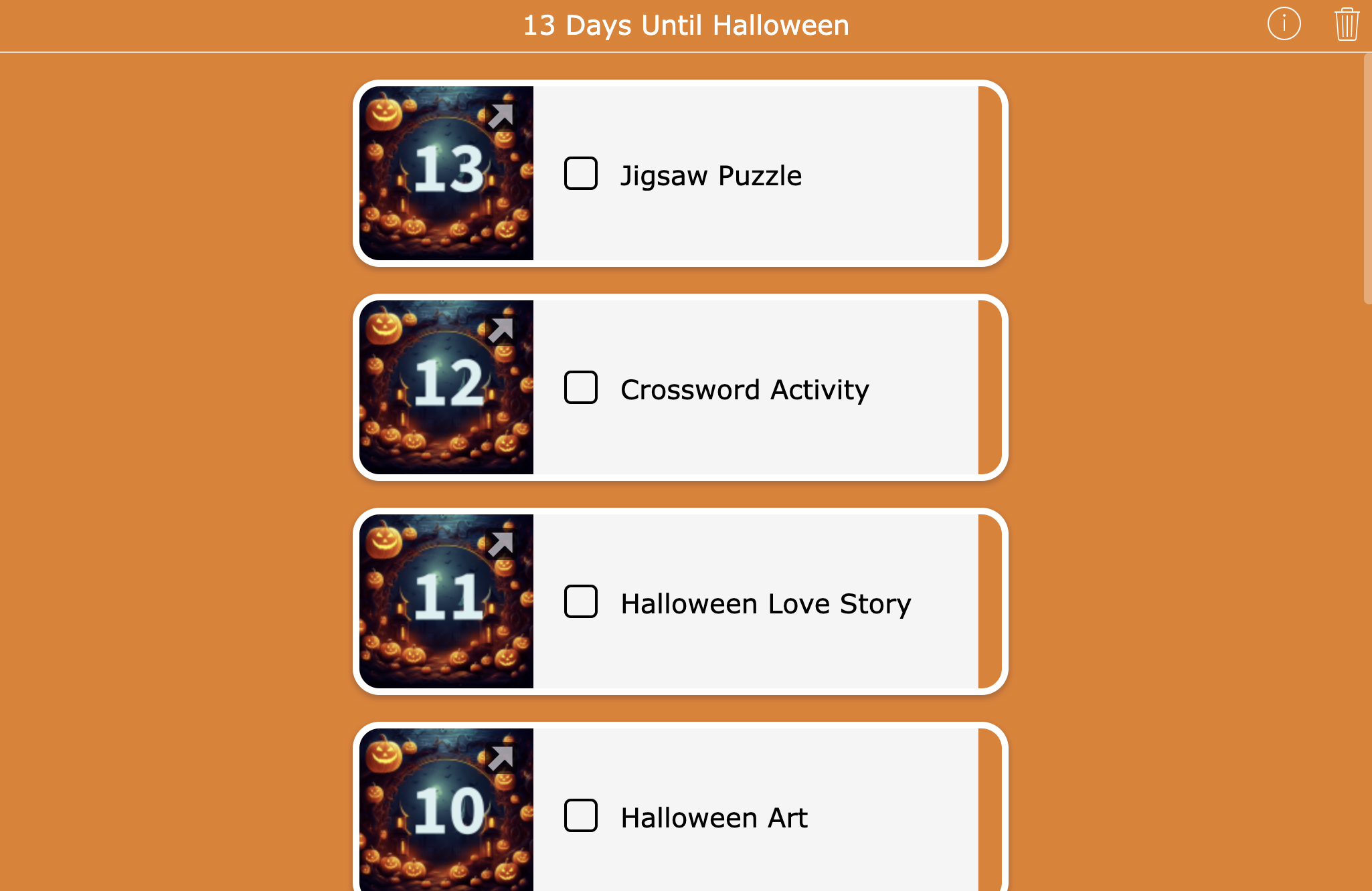 Halloween Countdown Planner Calendar