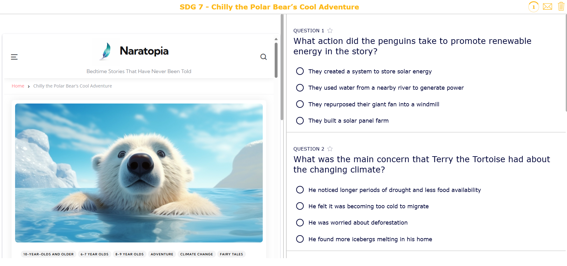 SDG 7 - Naratopia Chilly the Polar Bear’s Cool Adventure