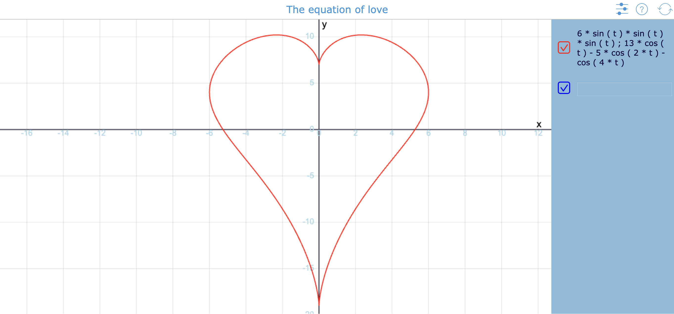 Active Plot widget visualizing the heart-shaped equation for Valentine’s Day