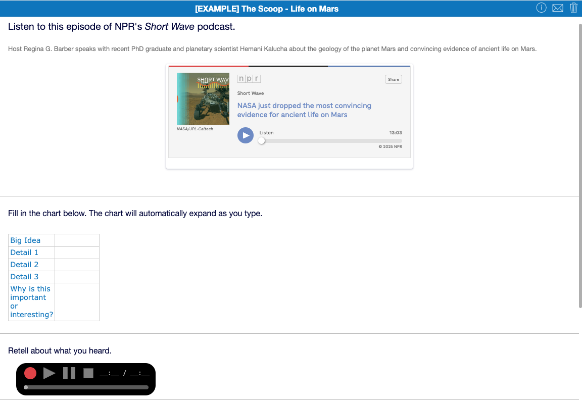 The Scoop EduProtocol Example – Life on Mars