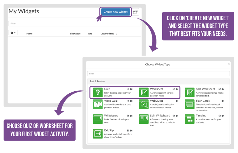 Step 1: Pick a widget type