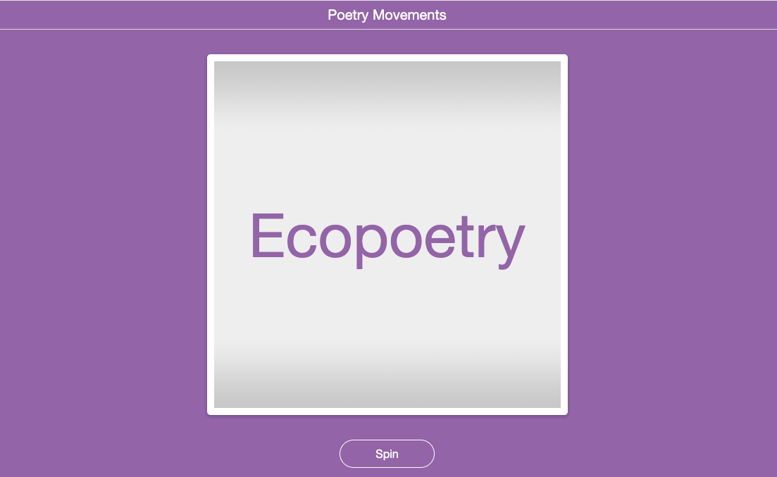 Randomness widget to assign poetry movements for student research projects