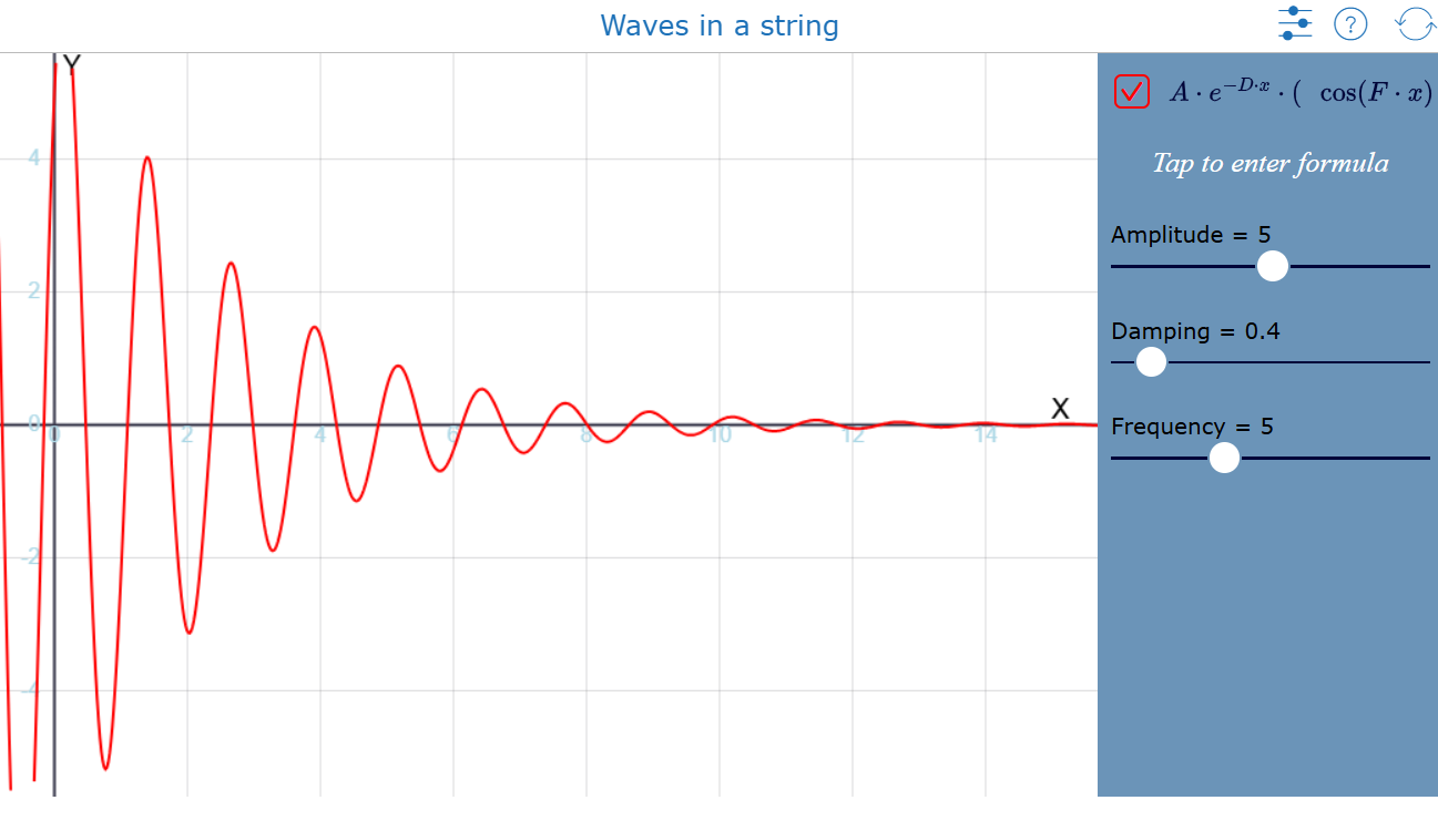 Interactive physics activity where students adjust wave parameters to study waves on a string