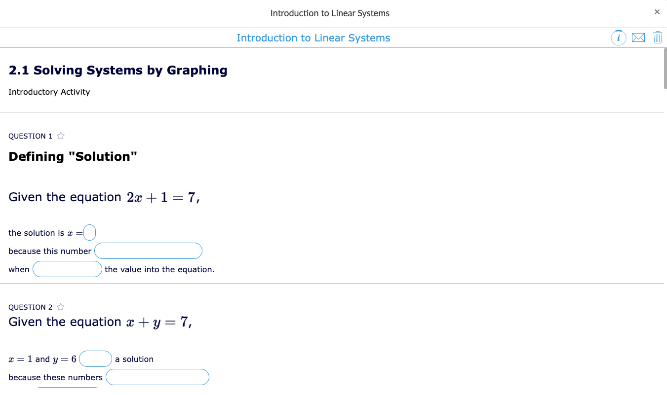 Worksheet widget for teaching linear systems with Desmos calculator – Brian White