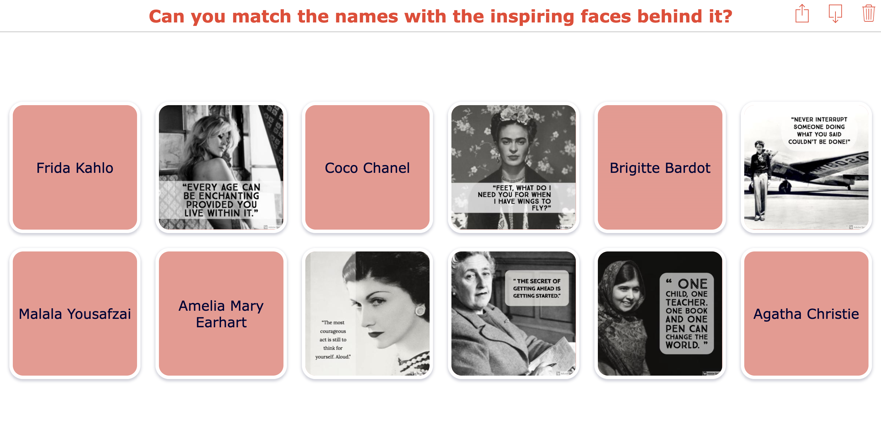 Famous Women in History Pair Matching Game SDG 5