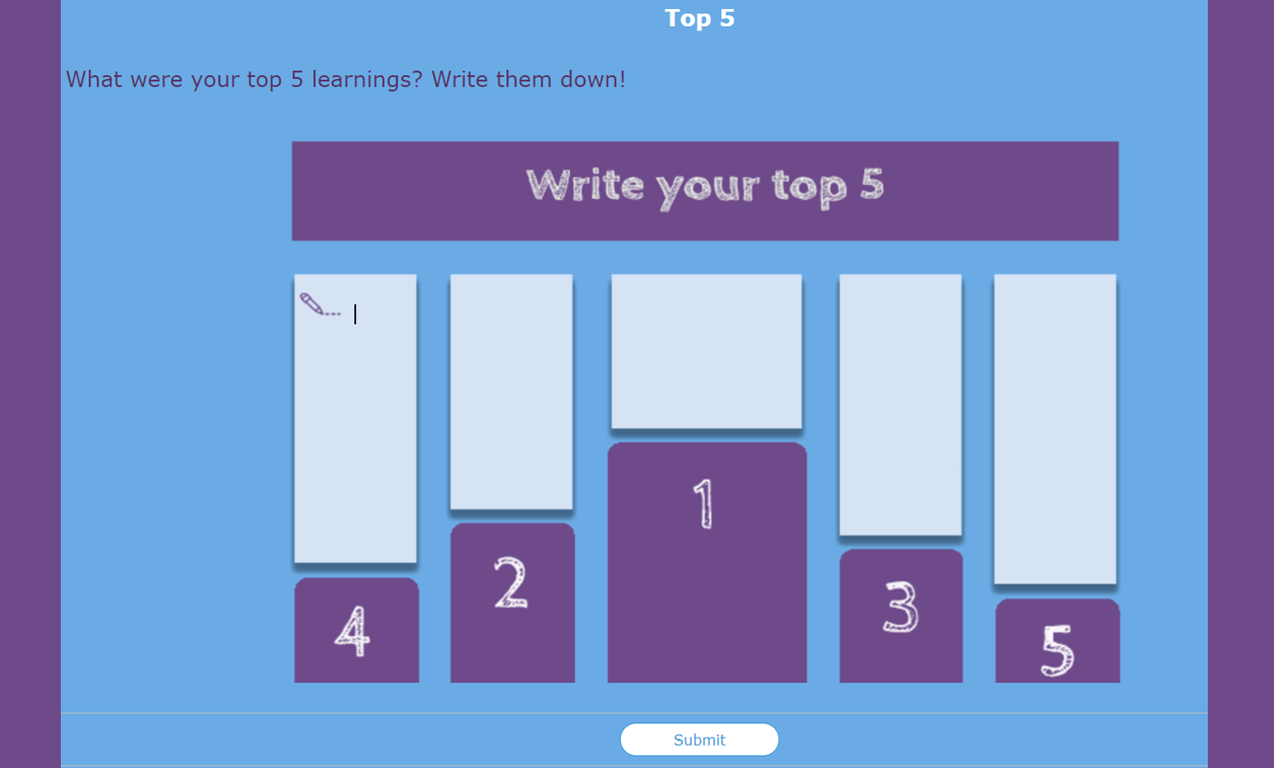 digital exit ticket - Top 5 learnings